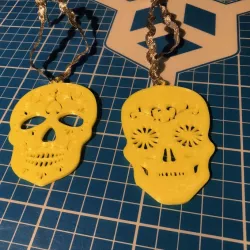 sugar skulls Mr and Mrs, day of the dead, christmas tree decorations, halloween or earrings