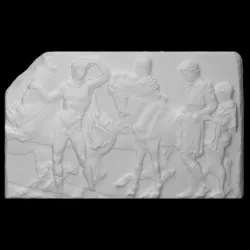 Unmounted youths preparing for the cavalcade (Parthenon)