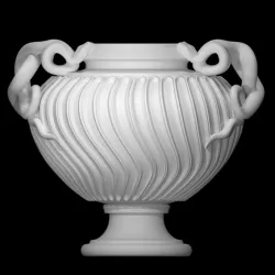 Marble strigilated vase with snake handles