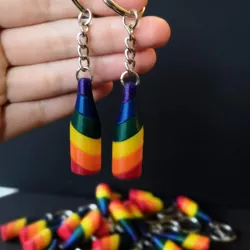 Pride rainbow bottle keychain