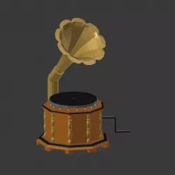 Retro gramophone with Amazon Echo Dot, speaker and rotating vinyl