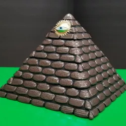 Worn Stone Illuminati Pyramid Box with SECRET COMPARTMENT