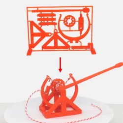 3D-printable Davinci catapult gift card