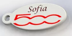 Keychain Fiat 500 with name