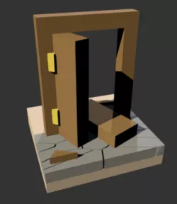 Miniature Broken Door (28mm)