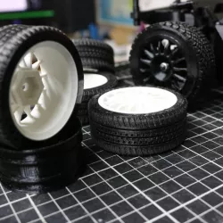 MyRCCar WRC Wheels for 1/10 RC Car including Rim, Tarmac and Gravel Tires, compatible with sourced rims/tires