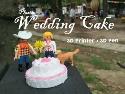 Plastic Wedding Cake = 3D Printed + 3D Pen