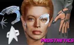 Borg Implants of Seven of Nine. Jeri Ryan. Star Trek