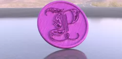 Coaster with letter 'P'