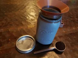 Coffee scoop, scoop holder, and funnel for mason jar