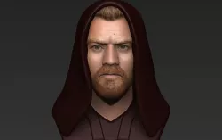 Obi Wan Kenobi Star Wars bust ready for full color 3D printing