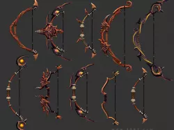 3DRT - fantasy arms Bows Low-poly  3D model