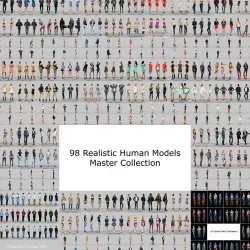 98 Realistic human models Low-poly  3D model