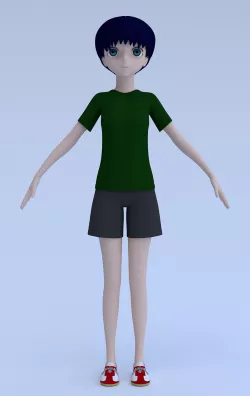 Anime girl in casual clothes 3D model