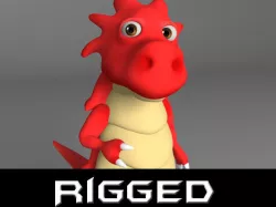 Cartoon red dragon Low-poly  3D model