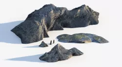 Coastal rocks bundle 3D model
