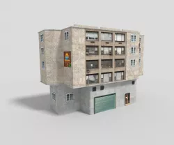 commercial city building  3 Low-poly  3D model