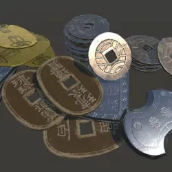 Japanese Coins Low-poly  3D model