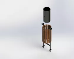 lixeira madeira/aco - wood dump/steel