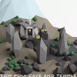 Lowpoly Cave entrance and lanscape mountain hill low poly cavern Low-poly  3D model