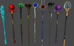 Magic Staff Bundle Low-poly  3D model