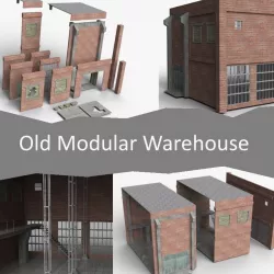 Old Modular Warehouse Low-poly  3D model