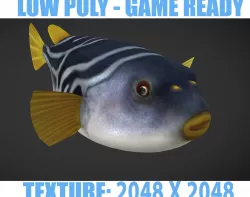 Puffer fish Low-poly  3D model