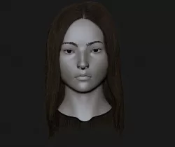 Realistic head cute asian girl 3D model