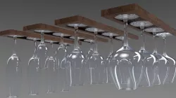 Set of 4 wine glasses with rack 3D model