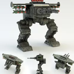 war robot Low-poly  3D model