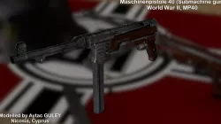 World War II Submachine Gun MP40 Low-poly  3D model