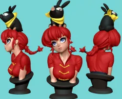 Anime Ranma and Pechan Bust 3D Print Model