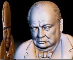 Churchill STL portrait 3d file bas-relief model for CNC