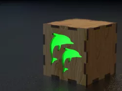Laser Cut Wood LED Dolphin Cube