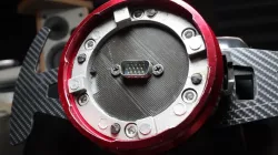 Sim racing quick release system with wiring connector