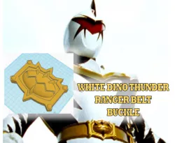 White Ranger Dino Thunder Belt Buckle 3D Printing STL File