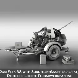 2cm Flak 38 with SD.AH. 51 - Trailer 3d model