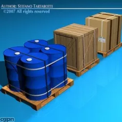 3 pallets 3d model