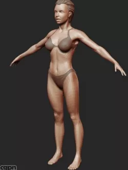 Basic woman in bikini med rez 3d model
