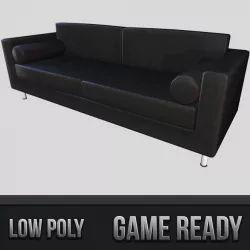 Black Leather Couch 3d model