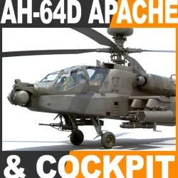 Boeing AH-64D Apache Longbow Helicopter with Cockpit 3d model