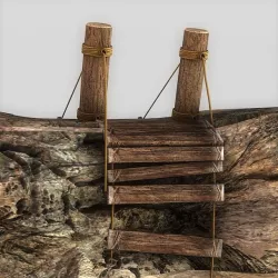 Broken rope & wood plank bridge 3d model