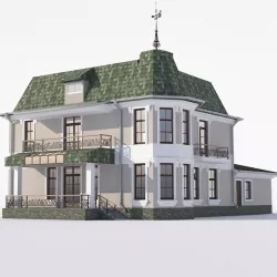 Classic house with Bay Windows and garage 3d model
