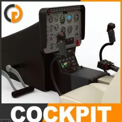 Cockpit with Full Avionics and Seat 3d model