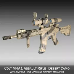 Colt M4A1 SOPMOD Aimpoint Desert Camo 3d model