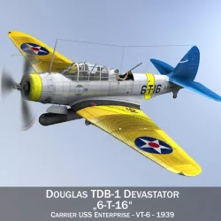 Douglas TDB-1 Devastator - 6T16 3d model