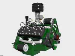 Early Flathead V8 Engine 3d model