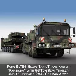 Faun STL-56 with 52 ton Semi-Trailer and a Leopard 2A4 3d model