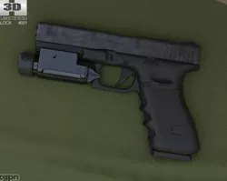 Glock 17 with Flashlight 3d model