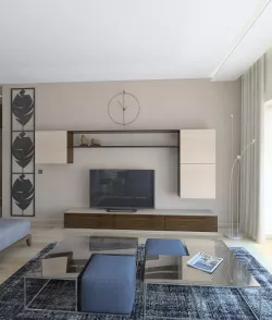Living room with a blue sofa 3d model